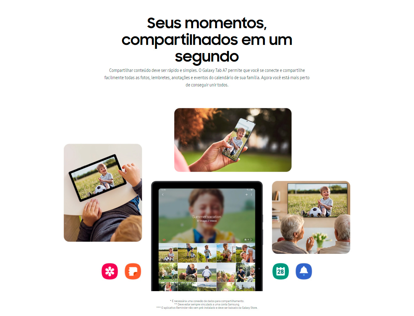  Tablet Samsung Galaxy A7 4G T505 64GB 3GB RAM Tela Grande 10.4 Câmera Traseira 8MP Frontal de 5MP Android 10 Grafite
